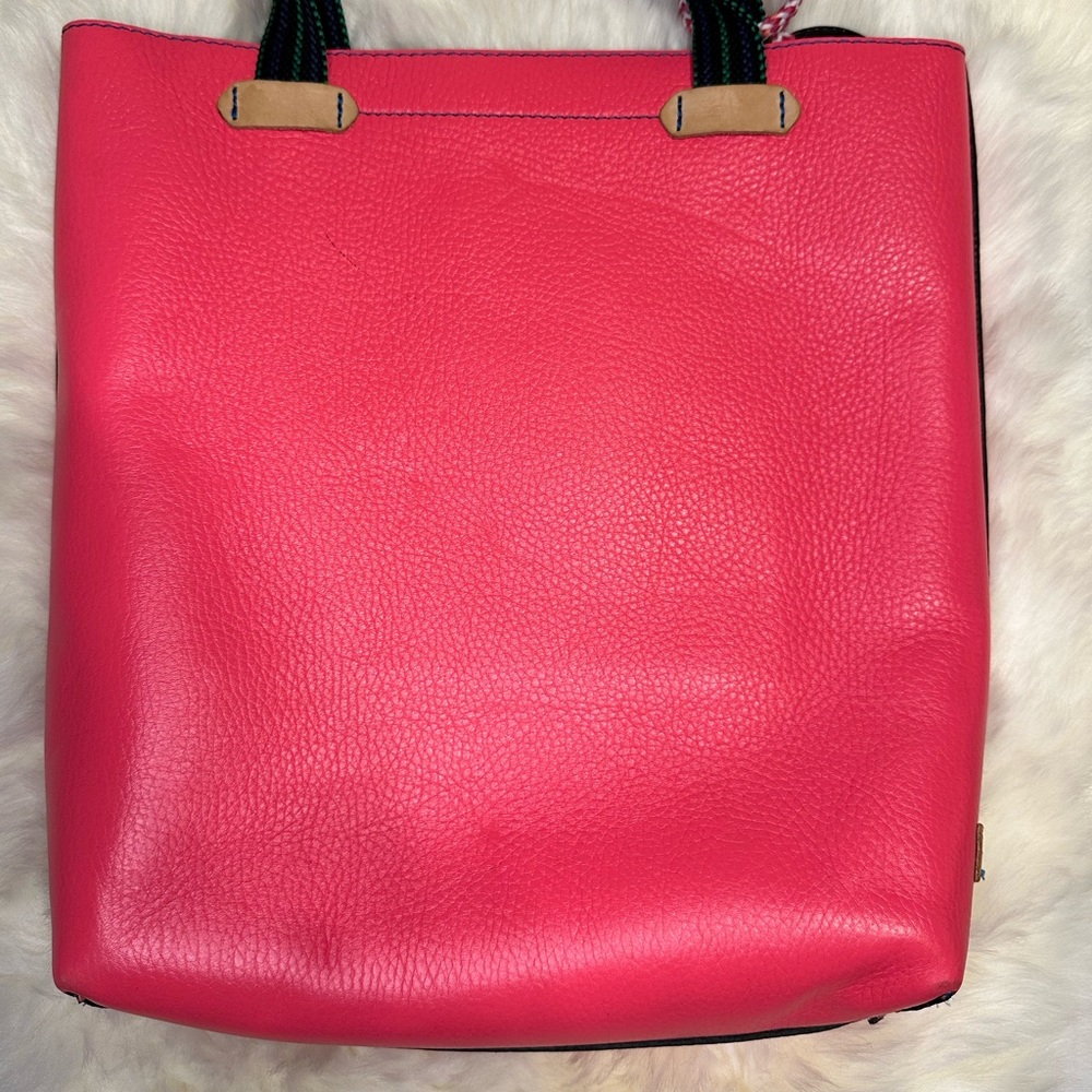 Stylish Hot Pink Floral Tote Bag with Black Embroidery - Picture 4 of 11